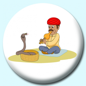 Personalised Badge: 75mm Snake Charmer Button Badge. Create your own custom badge - complete the form and we will create your personalised button badge for you.