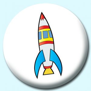 Personalised Badge: 58mm Space Ship Button Badge. Create your own custom badge - complete the form and we will create your personalised button badge for you.