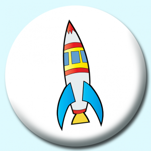 Personalised Badge: 25mm Space Ship Button Badge. Create your own custom badge - complete the form and we will create your personalised button badge for you.