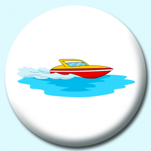 Personalised Badge: 38mm Speed Boat Button Badge. Create your own custom badge - complete the form and we will create your personalised button badge for you.