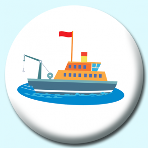 Personalised Badge: 38mm Sport Fishing Boat Button Badge. Create your own custom badge - complete the form and we will create your personalised button badge for you.