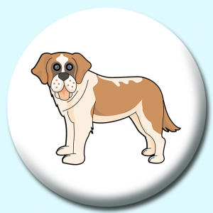 Personalised Badge: 38mm St Bernard Dog Button Badge. Create your own custom badge - complete the form and we will create your personalised button badge for you.