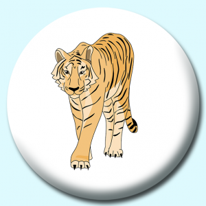 Personalised Badge: 38mm Tiger Front Button Badge. Create your own custom badge - complete the form and we will create your personalised button badge for you.
