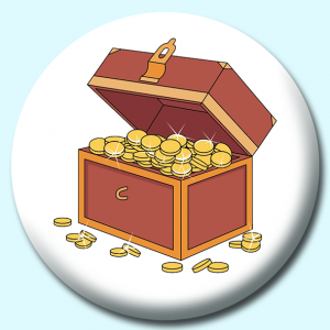 Personalised Badge: 38mm Treasure Chest Button Badge. Create your own custom badge - complete the form and we will create your personalised button badge for you.
