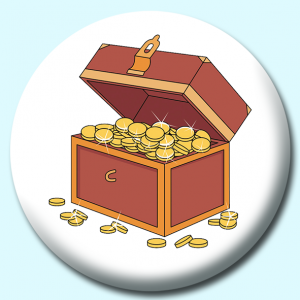 Personalised Badge: 58mm Treasure Chest Button Badge. Create your own custom badge - complete the form and we will create your personalised button badge for you.