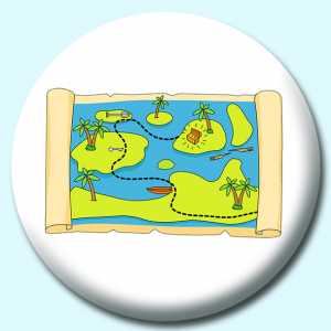 Personalised Badge: 38mm Treasure Map Button Badge. Create your own custom badge - complete the form and we will create your personalised button badge for you.