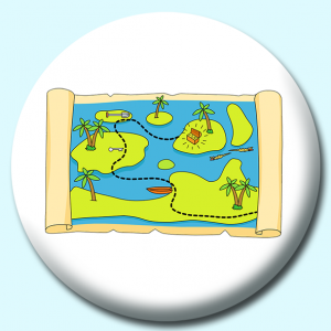 Personalised Badge: 58mm Treasure Map Button Badge. Create your own custom badge - complete the form and we will create your personalised button badge for you.