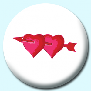 Personalised Badge: 38mm Two Hearts Button Badge. Create your own custom badge - complete the form and we will create your personalised button badge for you.