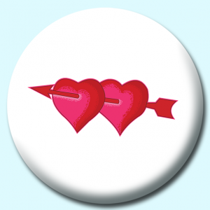 Personalised Badge: 58mm Two Hearts Button Badge. Create your own custom badge - complete the form and we will create your personalised button badge for you.