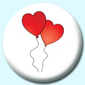 Personalised Badge: 38mm Two Heartshaped Balloons Button Badge. Create your own custom badge - complete the form and we will create your personalised button badge for you.