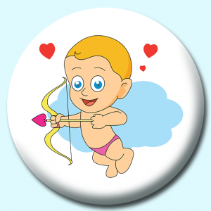 Personalised Badge: 38mm Valentines Day Cupid Button Badge. Create your own custom badge - complete the form and we will create your personalised button badge for you.