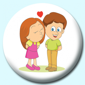 Personalised Badge: 38mm Valentines Day Kiss Button Badge. Create your own custom badge - complete the form and we will create your personalised button badge for you.