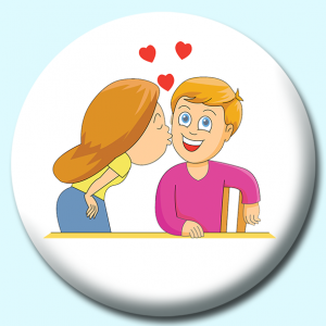 Personalised Badge: 38mm Valentines Day Kisses Button Badge. Create your own custom badge - complete the form and we will create your personalised button badge for you.