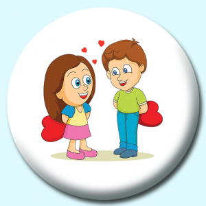 Personalised Badge: 38mm Valentines Day Love Button Badge. Create your own custom badge - complete the form and we will create your personalised button badge for you.