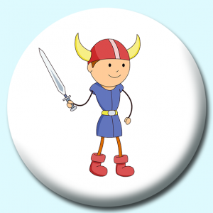 Personalised Badge: 25mm Viking Boy With Helmet Sword Button Badge. Create your own custom badge - complete the form and we will create your personalised button badge for you.