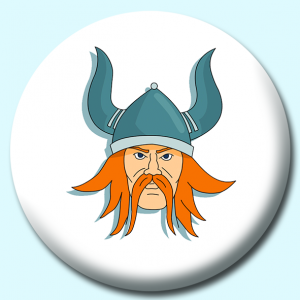 Personalised Badge: 38mm Viking Norseman Face Helmet Button Badge. Create your own custom badge - complete the form and we will create your personalised button badge for you.