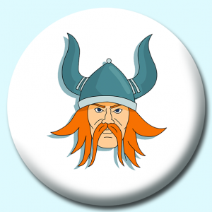 Personalised Badge: 58mm Viking Norseman Face Helmet Button Badge. Create your own custom badge - complete the form and we will create your personalised button badge for you.