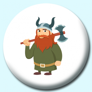 Personalised Badge: 38mm Viking Warrior With Axe Vikings Button Badge. Create your own custom badge - complete the form and we will create your personalised button badge for you.