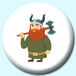 Personalised Badge: 58mm Viking Warrior With Axe Vikings Button Badge. Create your own custom badge - complete the form and we will create your personalised button badge for you.