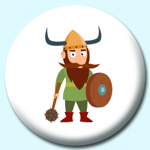 Personalised Badge: 38mm Viking Warrior With Hammer And Shield Vikings Button Badge. Create your own custom badge - complete the form and we will create your personalised button badge for you.
