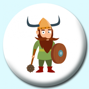 Personalised Badge: 58mm Viking Warrior With Hammer And Shield Vikings Button Badge. Create your own custom badge - complete the form and we will create your personalised button badge for you.