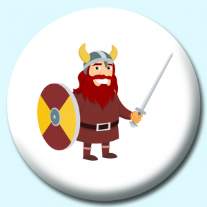 Personalised Badge: 58mm Viking Warrior With Shield And Sword Vikings Button Badge. Create your own custom badge - complete the form and we will create your personalised button badge for you.