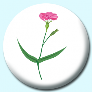 Personalised Badge: 38mm Viscaria Pink Flower Button Badge. Create your own custom badge - complete the form and we will create your personalised button badge for you.