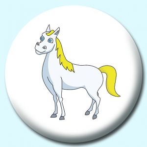 Personalised Badge: 38mm White Horse Button Badge. Create your own custom badge - complete the form and we will create your personalised button badge for you.