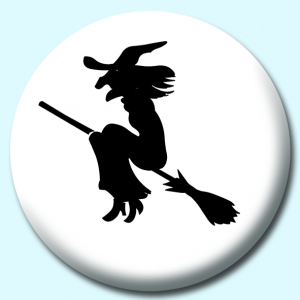 Personalised Badge: 38mm Witch Silhouette Button Badge. Create your own custom badge - complete the form and we will create your personalised button badge for you.