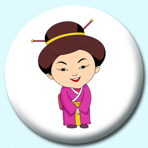 Personalised Badge: 58mm Woman In Chinese Costume Button Badge. Create your own custom badge - complete the form and we will create your personalised button badge for you.