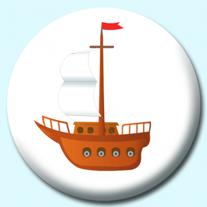 Personalised Badge: 38mm Wood Sail Boat 2 Button Badge. Create your own custom badge - complete the form and we will create your personalised button badge for you.