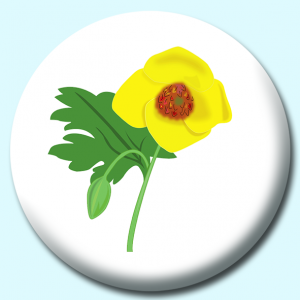 Personalised Badge: 38mm Woodland Poppy Yellow Button Badge. Create your own custom badge - complete the form and we will create your personalised button badge for you.