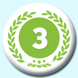 Personalised Badge: 38mm Wreath Number 3 Button Badge. Create your own custom badge - complete the form and we will create your personalised button badge for you.