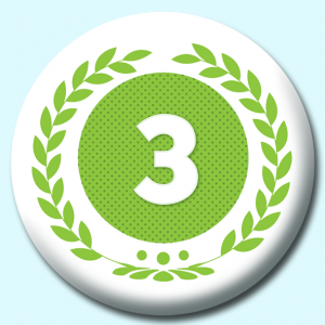 Personalised Badge: 58mm Wreath Number 3 Button Badge. Create your own custom badge - complete the form and we will create your personalised button badge for you.