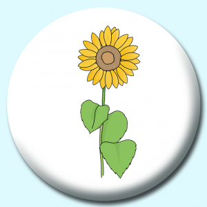 Personalised Badge: 25mm Yellow Sunflower Button Badge. Create your own custom badge - complete the form and we will create your personalised button badge for you.